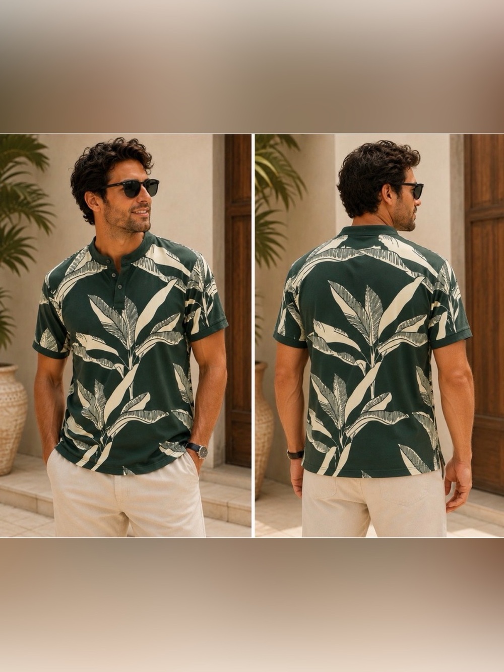 Mantra Golf Shirt Men's M Tropical Banana Leaf Lightweight Performance NWT